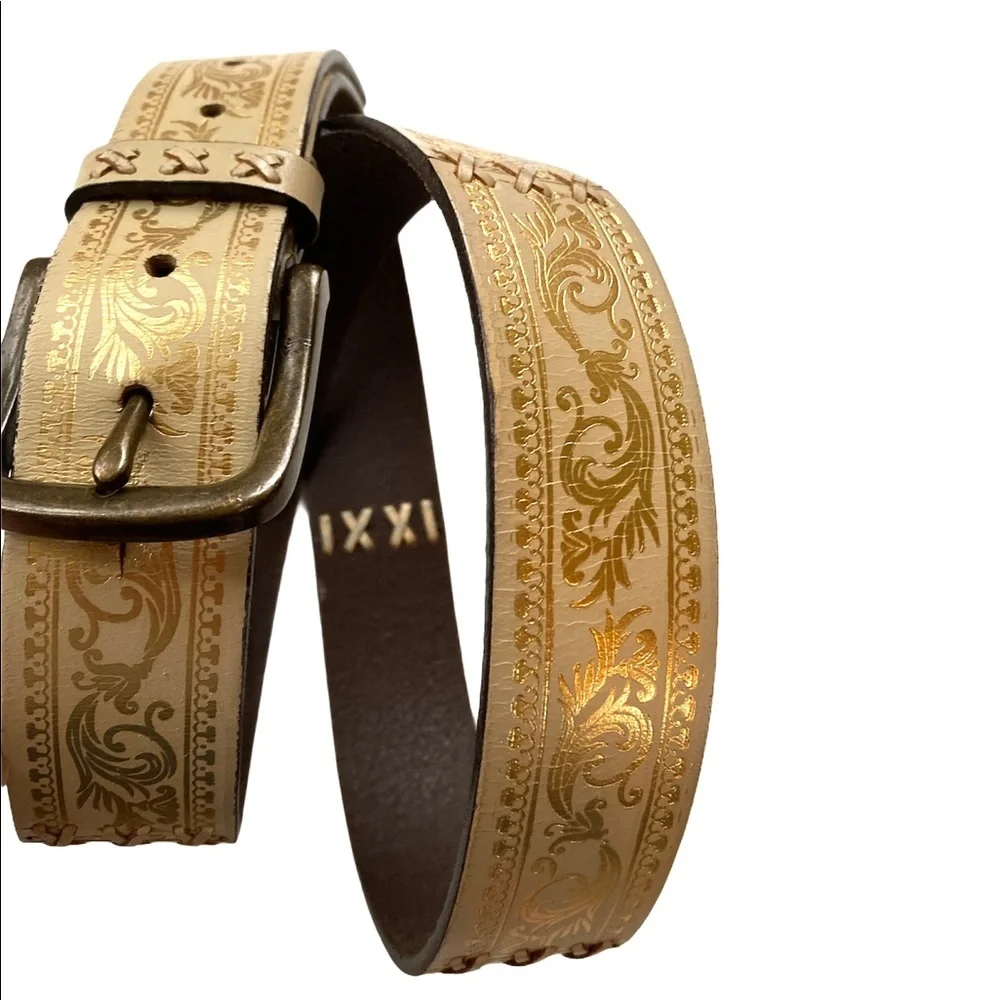 Men’s genuine leather belt size XL gold/yellow